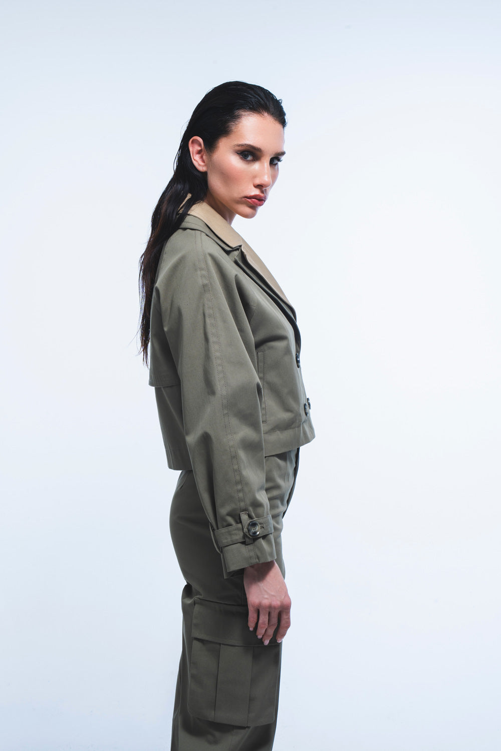 Gaia Olive Trench Coat image 3